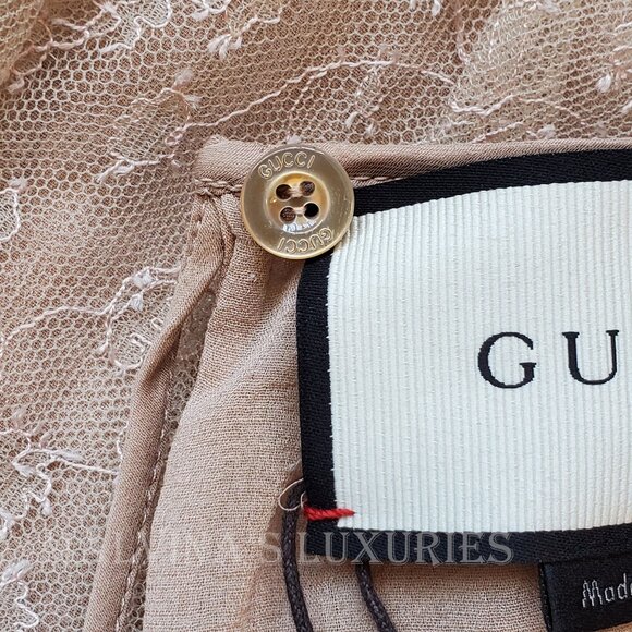 GUCCI DRESS OLD ROSE FLORAL LACE LONG SLEEVE MINI - Picture 8 of 12